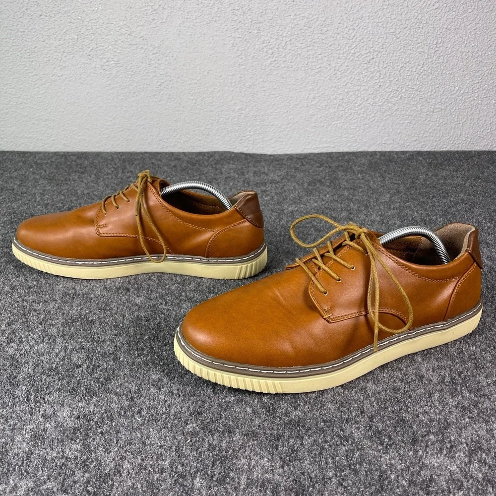 Deer Stags Oakland Mens 10.5M Tan Casual Oxford Shoes Faux Leather Comfort